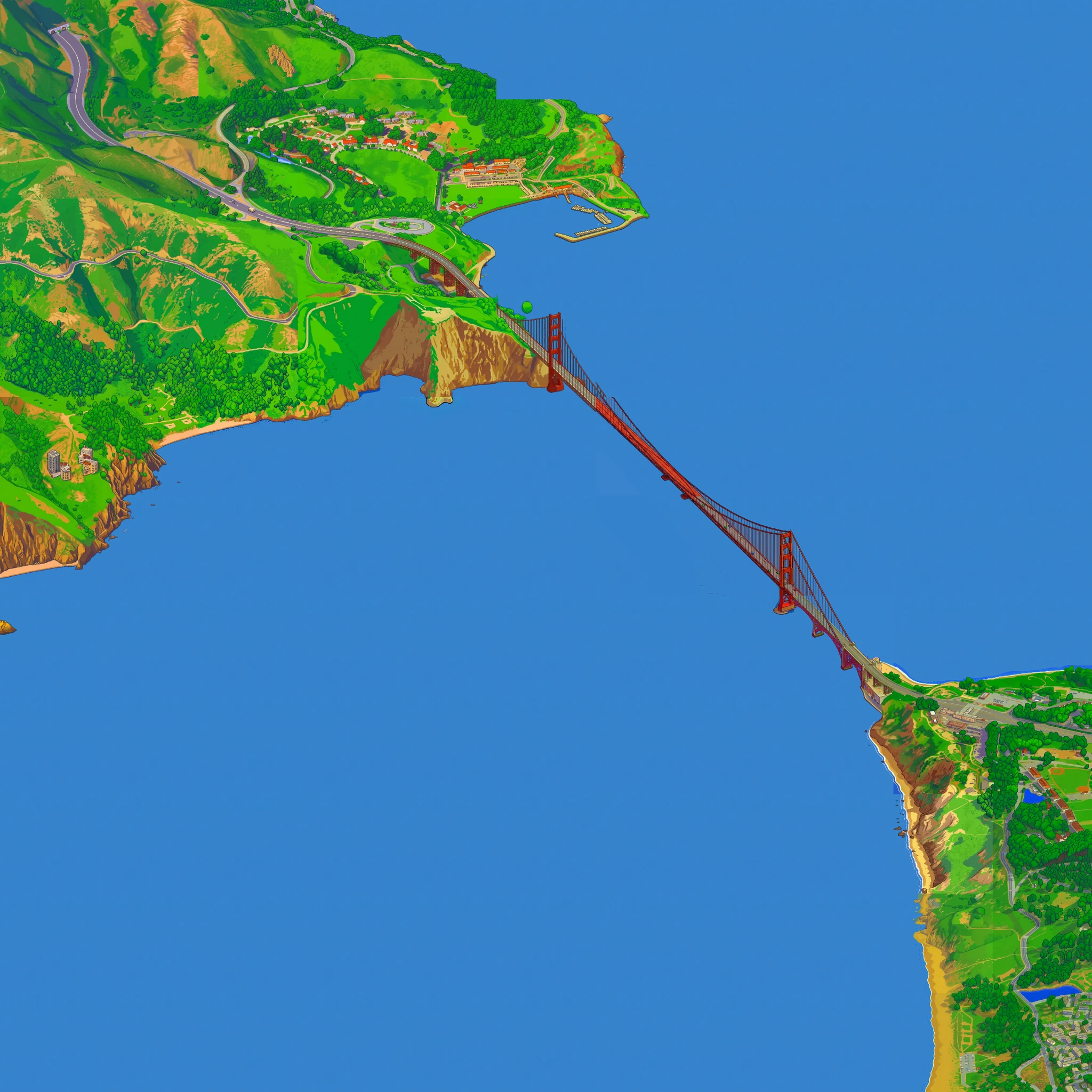 the Golden Gate Bridge in pixel art